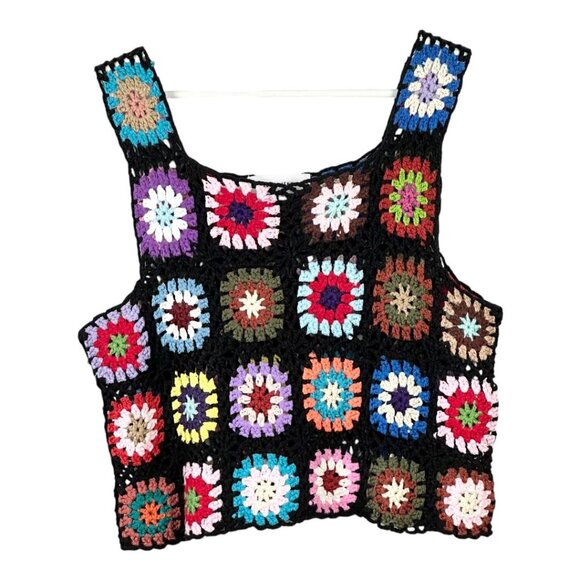 John & Jenn Navid Crochet Granny Square Crop Tank Top - Picture 3 of 9